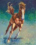 Mixed media acrylic paint wild horse freedom