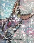 donkey orginal animal art watercolor batik on rice paper
