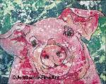 Batik watercolor rice paper pig farm animal art