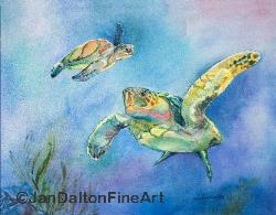 Logerhead Sea Turtle watercolor original art