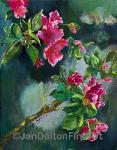 Acrylic painting pink azaleas